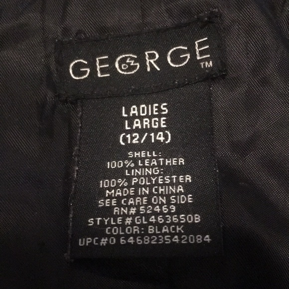 George sz L (12-14) 100% black leather jacket - Picture 4 of 4
